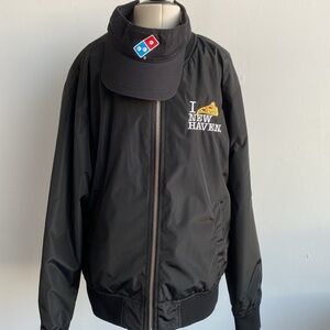 I Pizza New Haven Black Satin Bomber Jacket Pizza Capital of the World NOLO - S